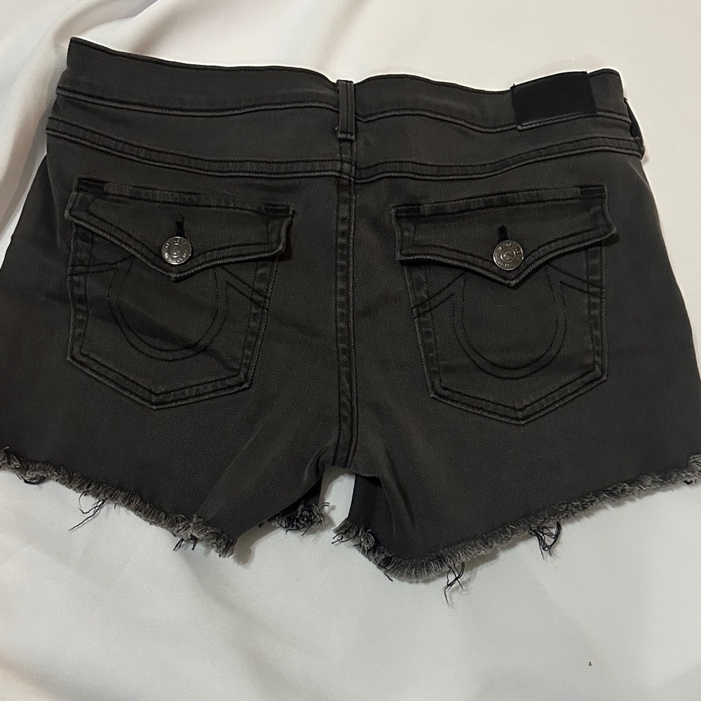 True Religion Black Jean Shorts
